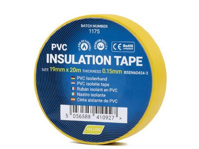PVC Isolatietape - 19mm x 33m - Geel